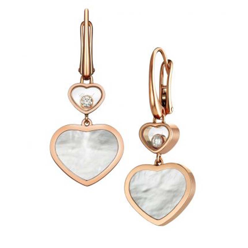 Chopard Happy Hearts Rose Gold Mother Of Pearl Earrings