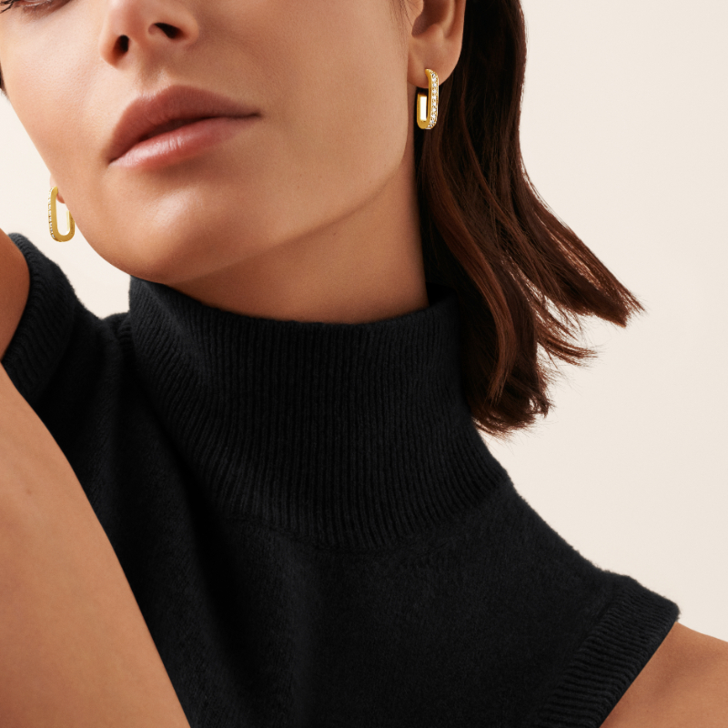 18K Yellow Gold Maillon L Drop Earrings