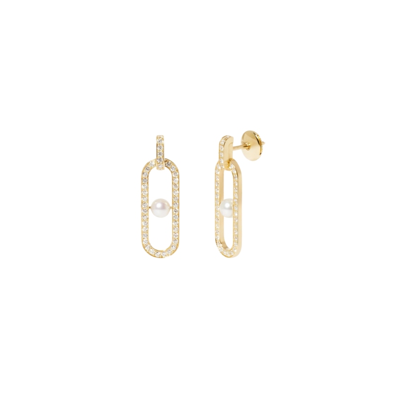 18K Yellow Gold Maillon Maillon Perle Earrings
