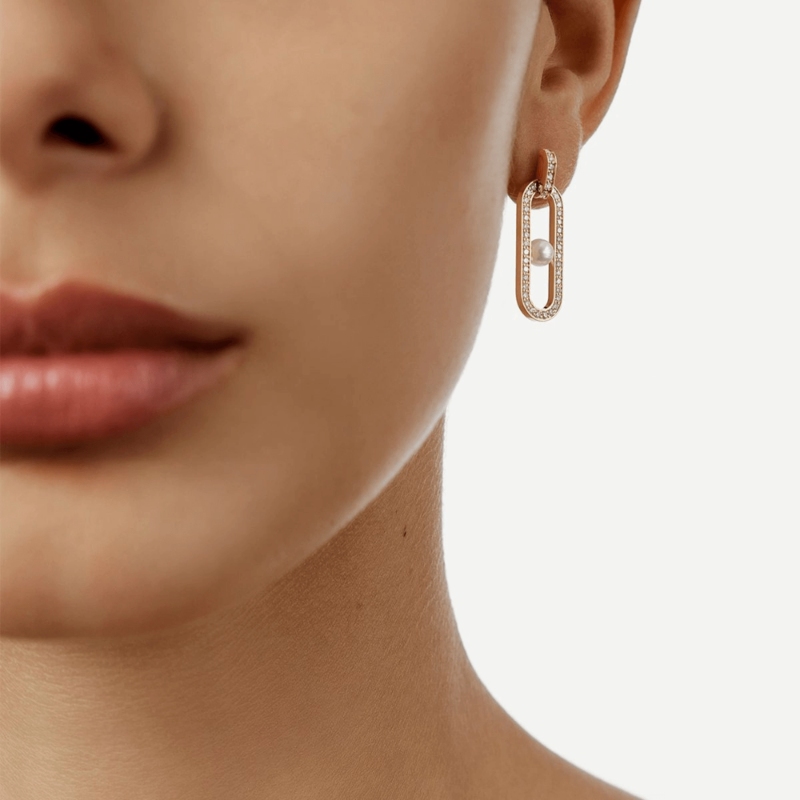 18K Yellow Gold Maillon Maillon Perle Earrings