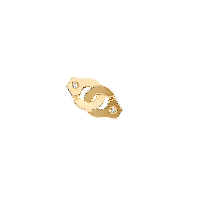 18K Yellow Gold Menottes R8 Single Interlocking Stud Earring