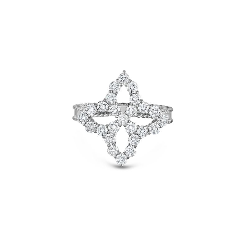 Roberto Coin 18Kt Diamond Outline Large Flower Ring