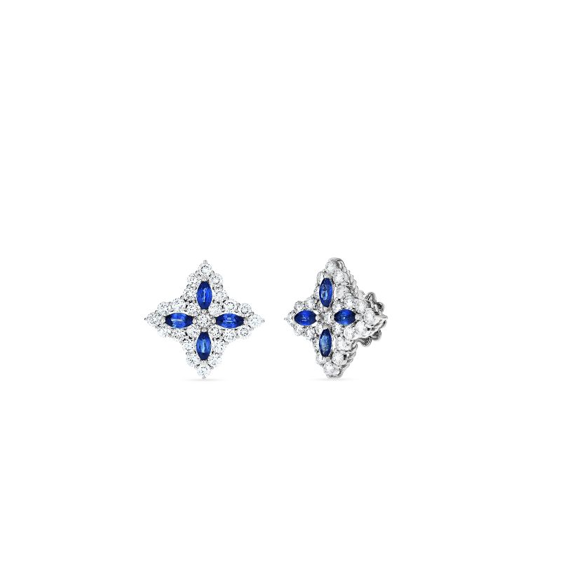 Roberto Coin 18K Diamond & Sapphire Lg Flower Stud Earring