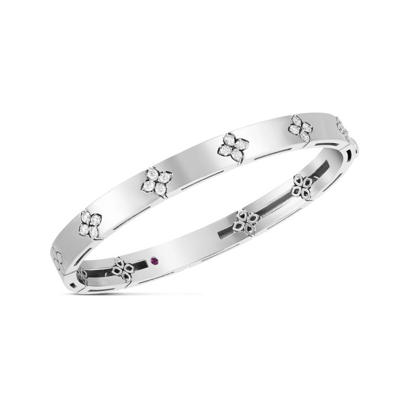 Roberto Coin 18K White Gold Love In Verona Classic Medium Diamond Bangle Bracelet