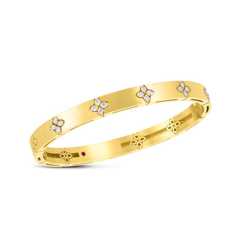 Roberto Coin 18 Karat Yellow Gold Verona Medium Width Diamond Accent Bracelet