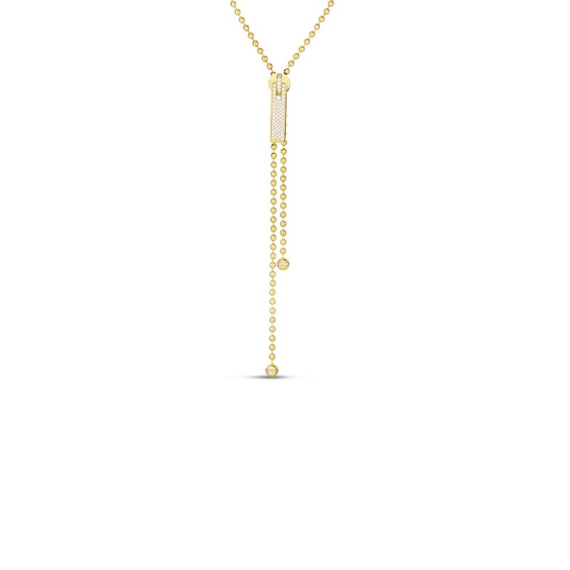 Roberto Coin 18K 33" Long Zipper Necklace W. Pave Diamond Zipper Pull