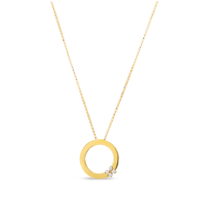 Roberto Coin 18 Karat Yellow Gold Love In Verona Circle Of Life Diamond Pendant Necklace