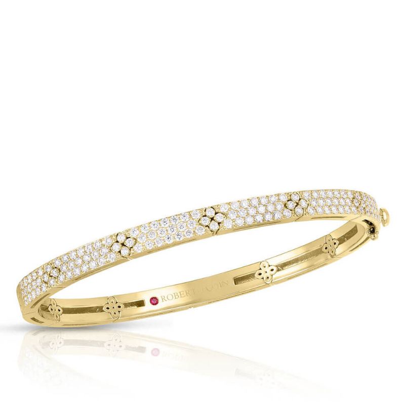 Roberto Coin 18K yellow gold Love in Verona diamond bangle bracelet with round diamonds weighing 1.70 carats total weight