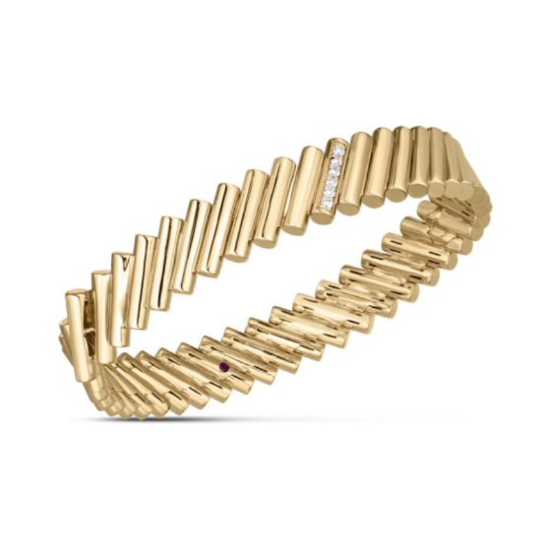 Roberto Coin 18K Yellow Gold Domino Collection Diamond Accent Bangle