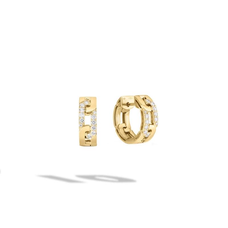 Roberto Coin 18K Yellow Gold Navarra Hoop Earrings With Diamonds In Yellow Gold