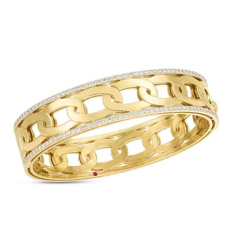 Roberto Coin 18K Yellow Gold Navarra Medium Diamond Bangle Bracelet