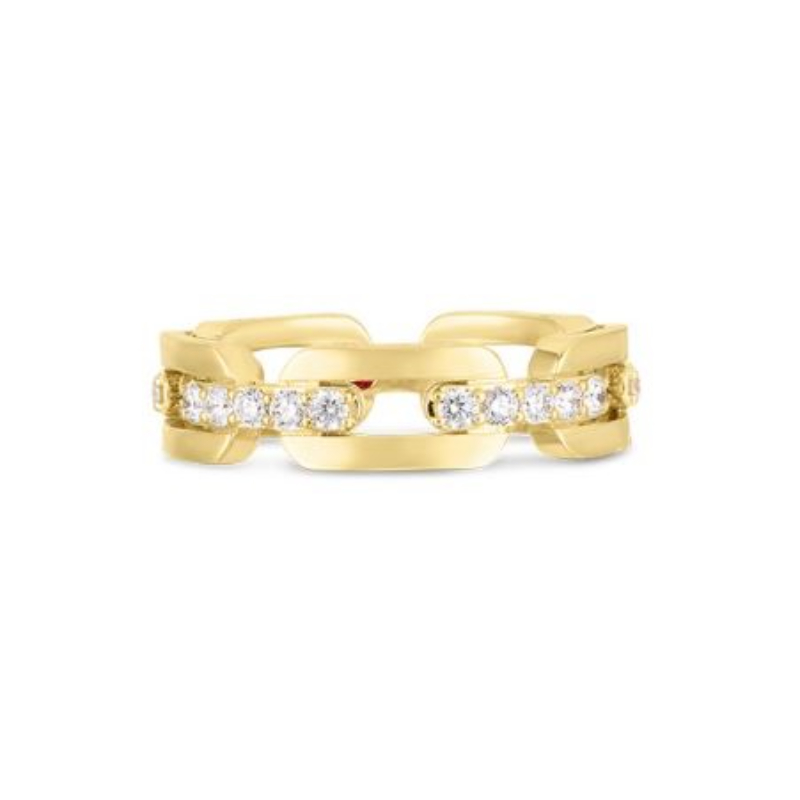 Roberto Coin 18K Yellow Gold Navarra Diamond Chain Link Ring