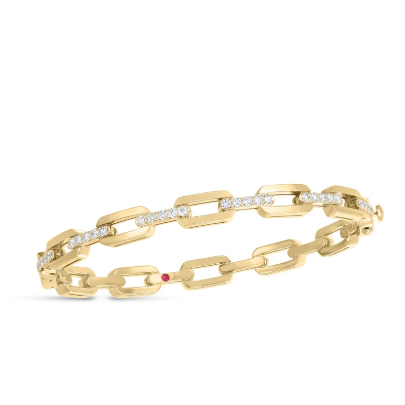 Roberto Coin 18K Yellow Gold Navarra Hard Chain Link Bangle Bracelet