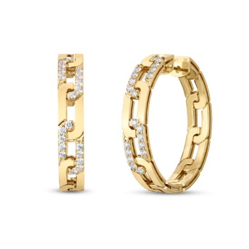 Roberto Coin 18K Yellow Gold Navarra Diamond Hoop Earrings