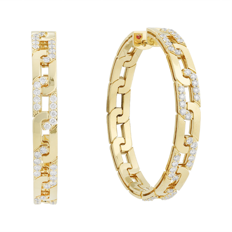 Roberto Coin 18K Yellow Gold Navarra Collection Diamond Hoop Earrings