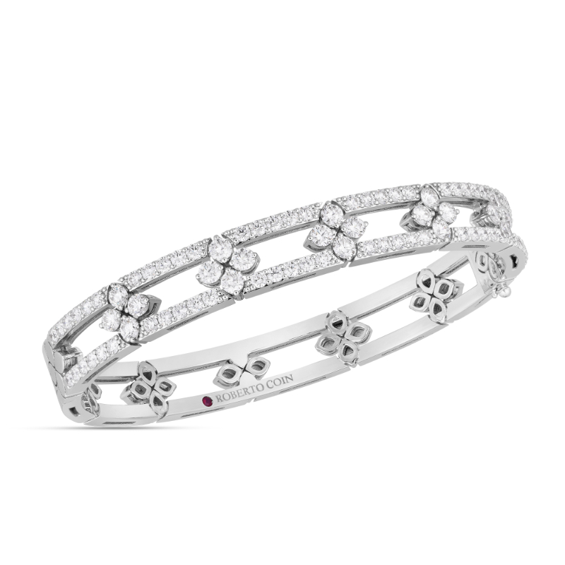 Roberto Coin 18K White Gold Rhodium Plated Love In Verona Diamond Bangle