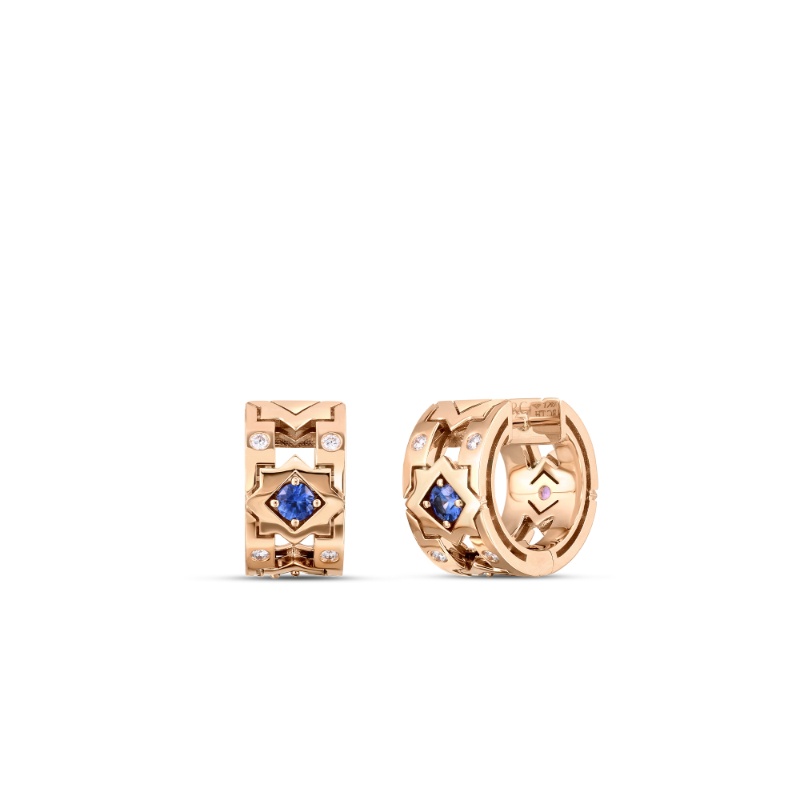 Roberto Coin 18K Rose Gold Navarra Diamond And Mixed Sapphire Hoop Earrings