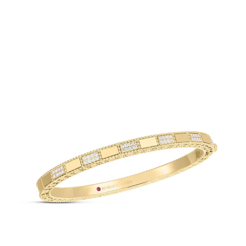 Roberto Coin 18K Yellow Gold Art Deco Diamond Pave Bangle Bracelet