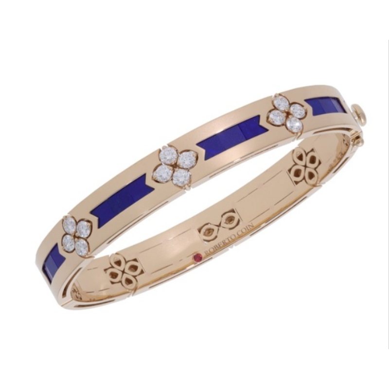 Roberto Coin 18K Rose Gold Love In Verona Lapis And Diamond Bangle Bracelet