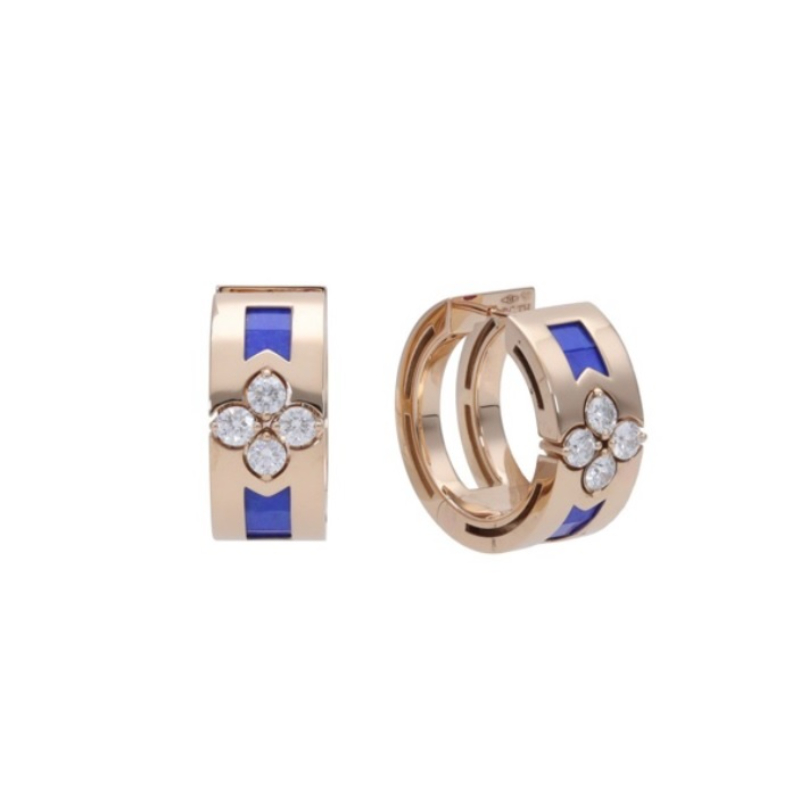 Roberto Coin 18K Rose Gold Love In Verona Lapis And Diamond Hoop Earrings