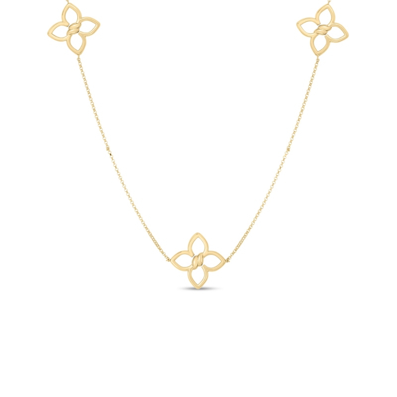 Roberto Coin 18K Yellow Gold Cialoma Diamond Flower Station Long Necklace