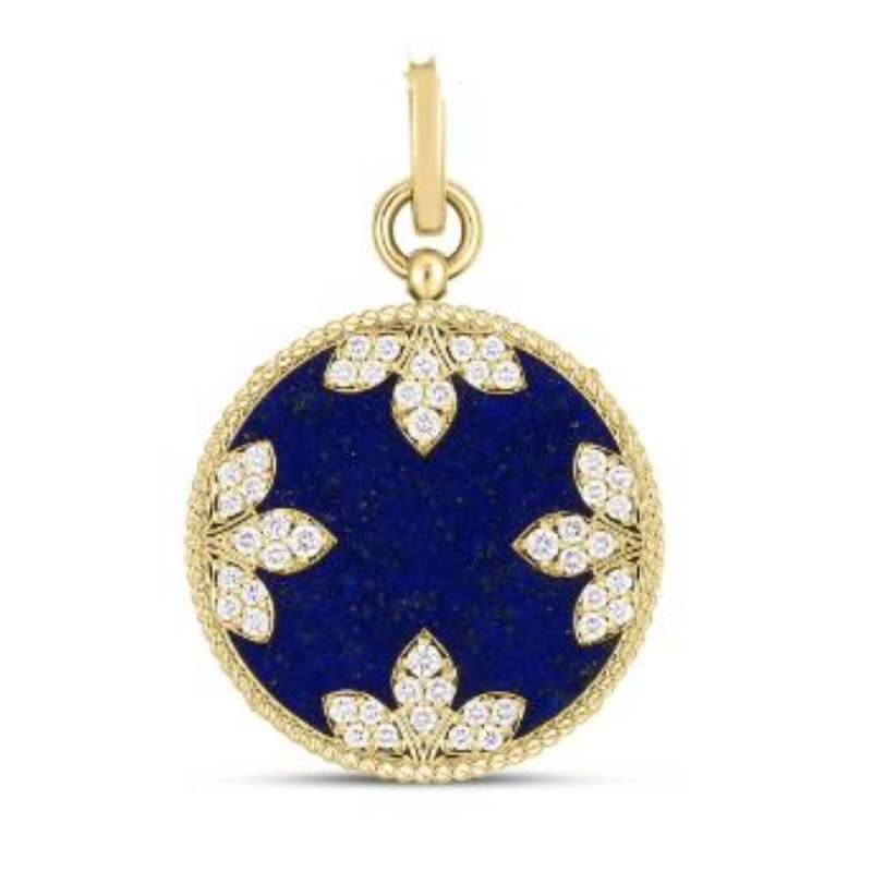 Roberto Coin 18K Yellow Gold Medallion Lapis And Diamond Pendant
