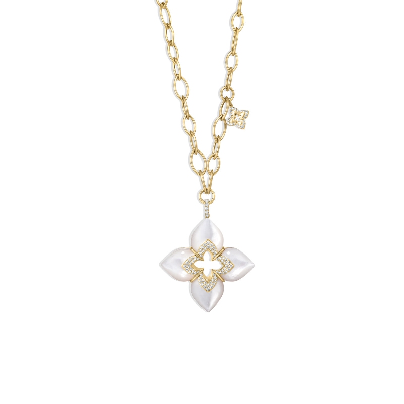 Roberto Coin 18K Yellow Gold Venetian Princess Cabochon Flower Pendant Necklace