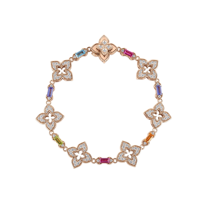 Roberto Coin 18K Rose Gold Venetian Princess Multi-Stone Flower Bracelet