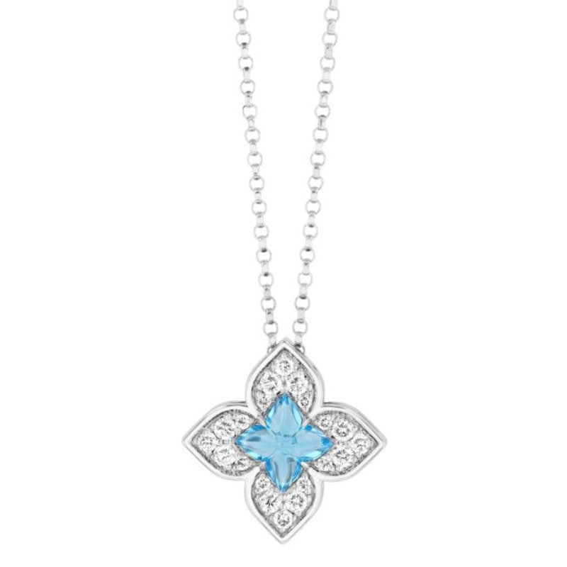 Roberto Coin 18K White Gold Venetian Princess Carnival Small Flower Pendant Necklace