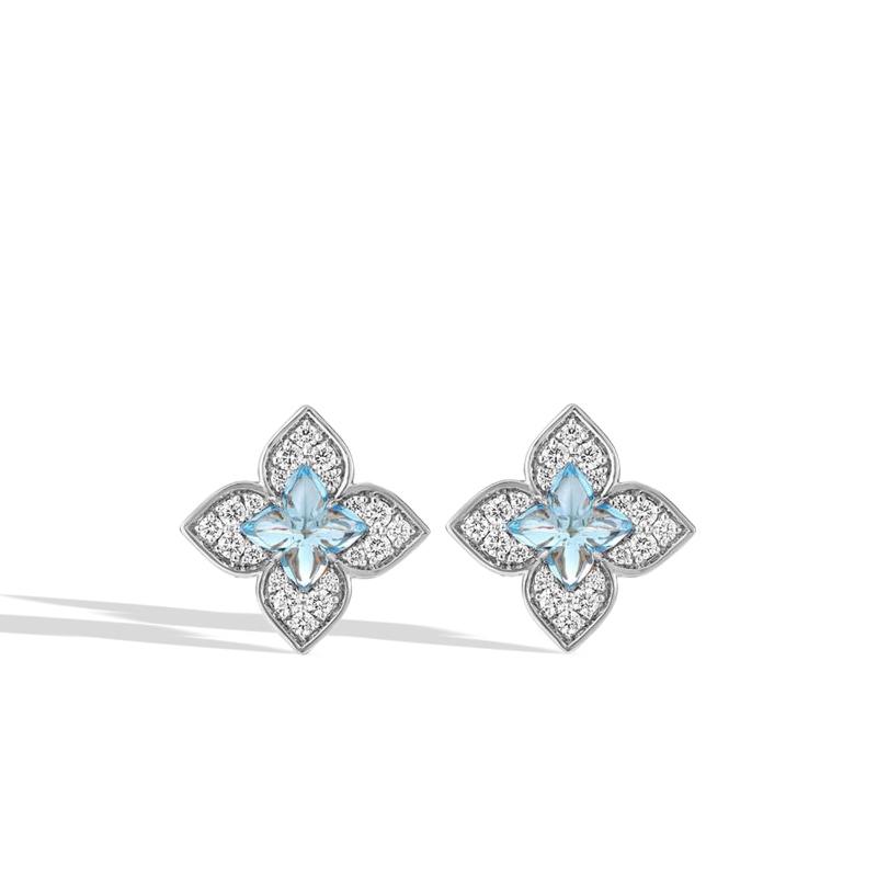 Roberto Coin 18K White Gold Venetian Princess Carnival Small Flower Stud Earrings