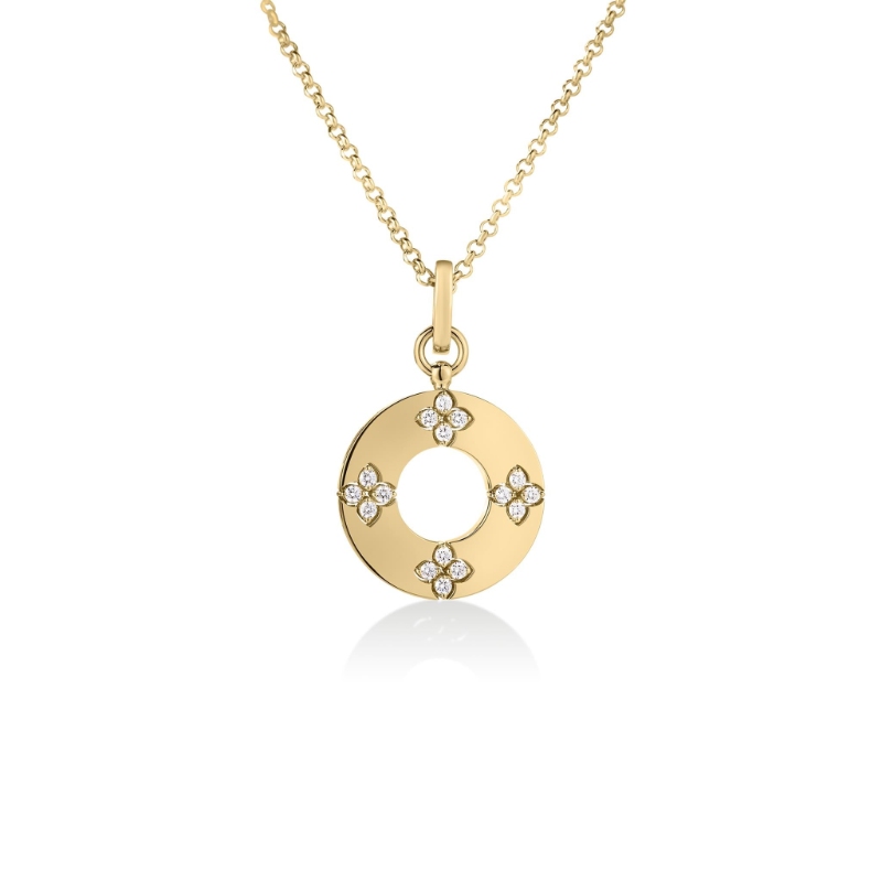 Roberto Coin 18K Yellow Gold Love In Verona Classic Flower Circle Pendant Necklace