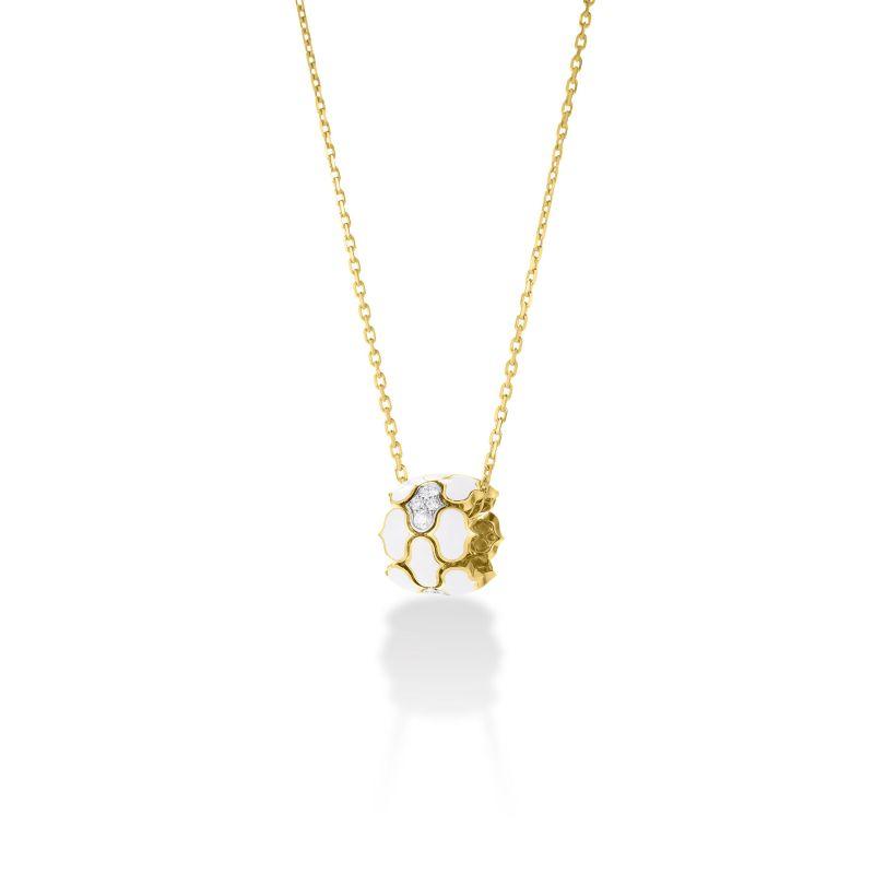 Roberto Coin 18K Yellow Gold and 18K White Gold Cobra White Enamel Pendant Necklace