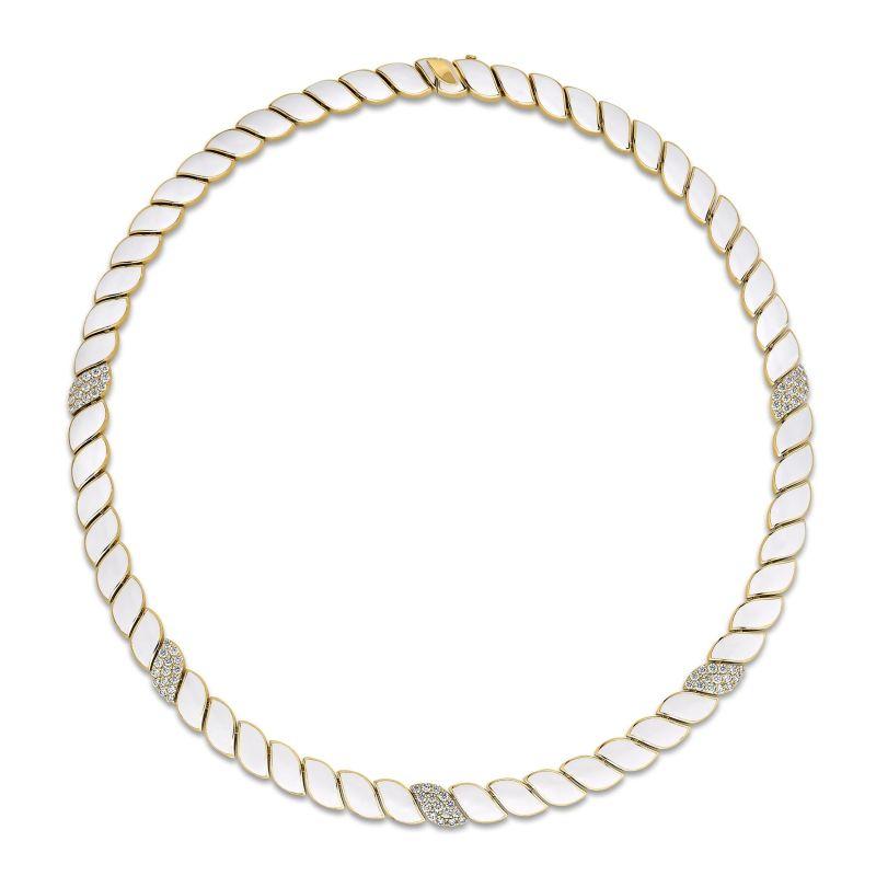 Roberto Coin 18K Yellow Gold San Marco Diamond And White Enamel Collar Necklace