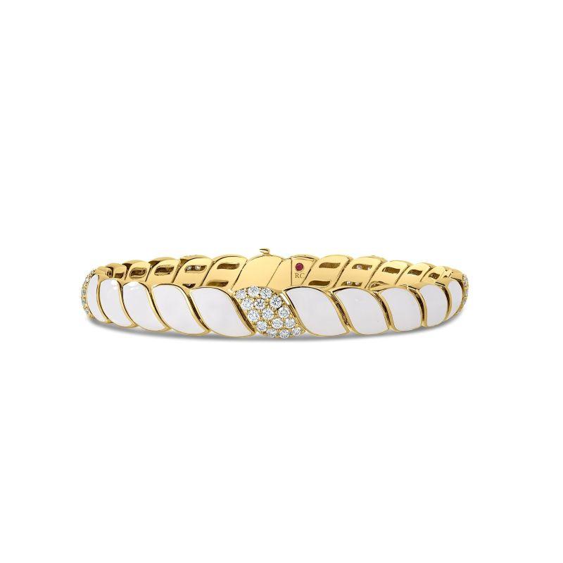 Roberto Coin 18K Yellow Gold San Marco Enamel Diamond And White Enamel Link Bracelet