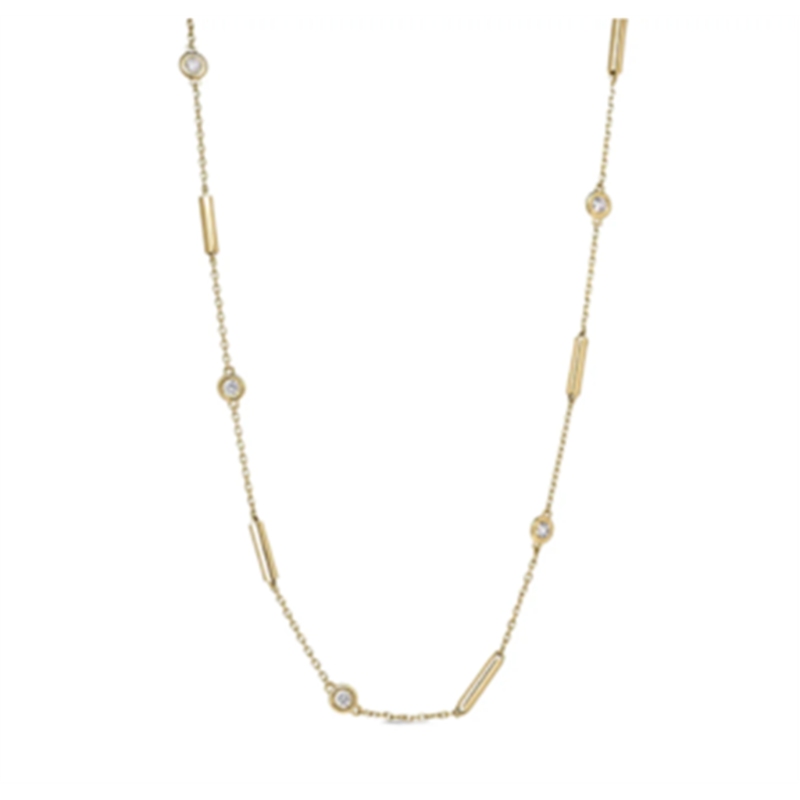 Roberto Coin 18K Yellow Gold Diamonds By The Inch Bar And Bezel Station Necklace