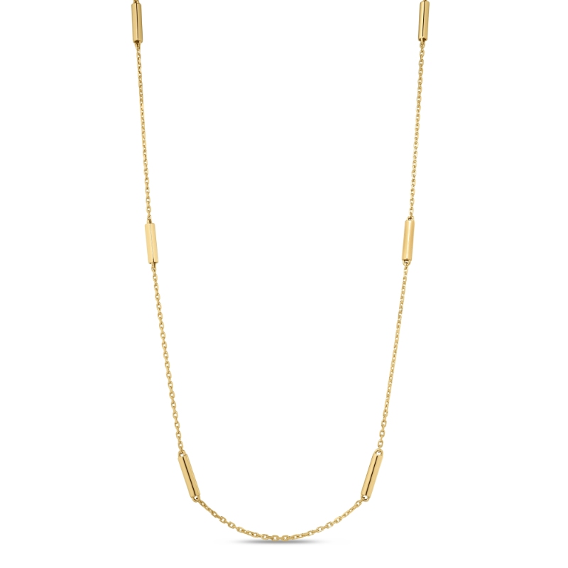 Roberto Coin 18K Yellow Gold Designer Gold Bar Station Chain Necklace