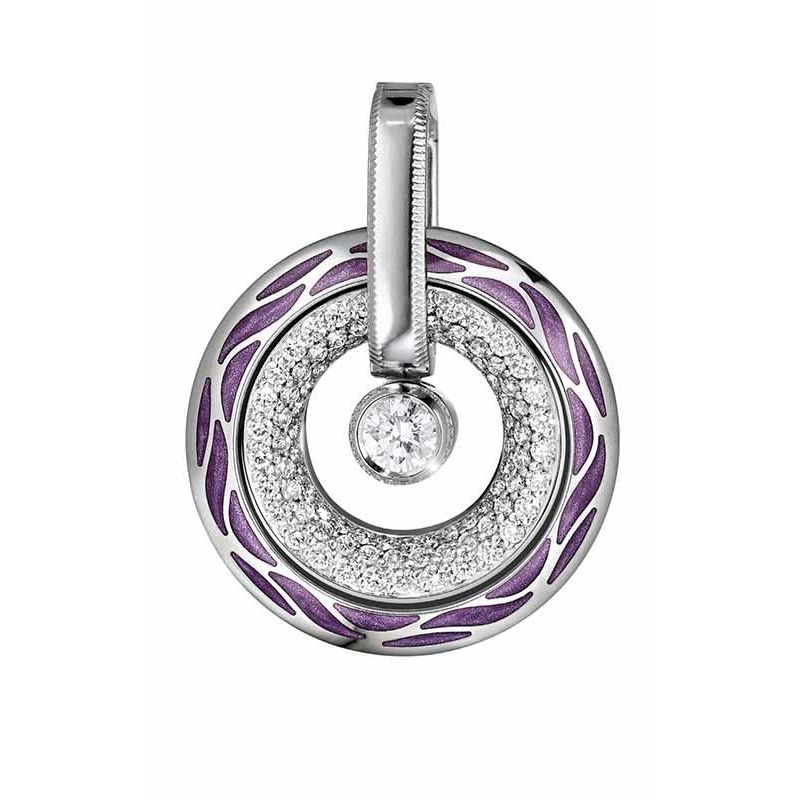 Wellendorff Magic Purple amulet, 18k white gold with diamonds weighing 0.88 carat total weight, cold enamel, reverse side: white