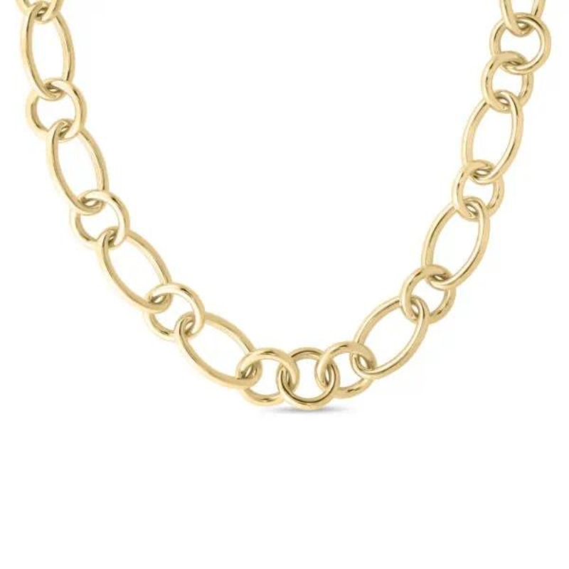 Roberto Coin 18K yellow gold oval and round link chain necklace, 18"