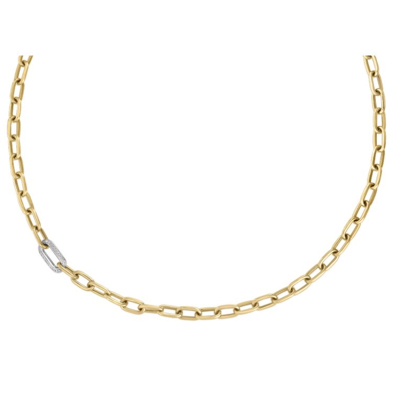 Roberto Coin 18K Yellow And White Gold Designer Gold Oval Link Chain Necklace