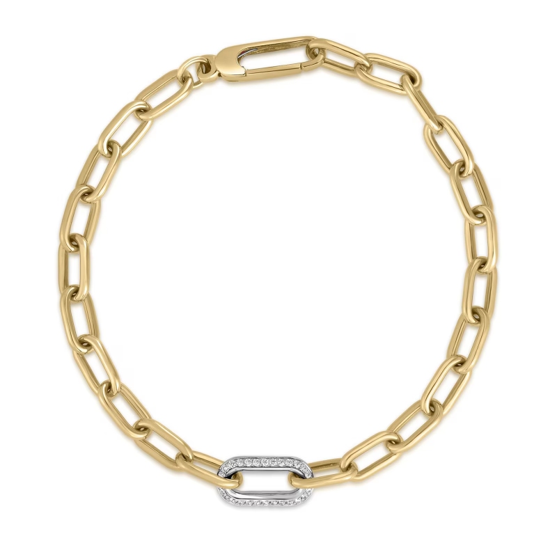 Roberto Coin 18K Yellow Gold And 18K White Gold Designer Gold Oval Link Chain Bracelet
