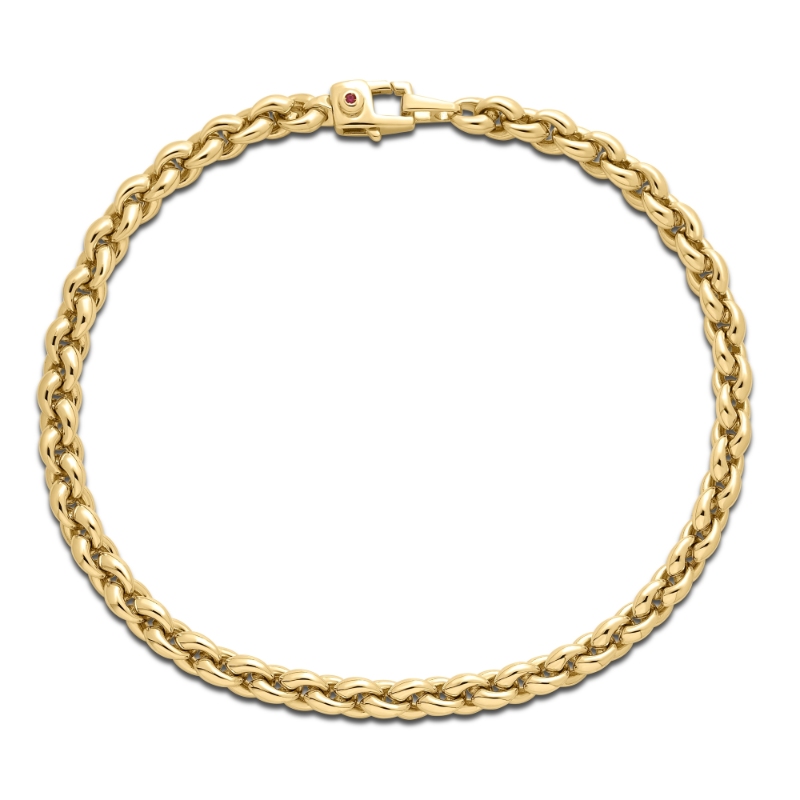 Roberto Coin 18K Yellow Gold Designer Gold Contoured Round Link Chain Bracelet