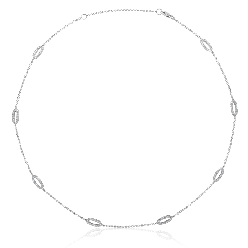 Bachendorf's 18K White Gold Oval Diamond Station Necklace