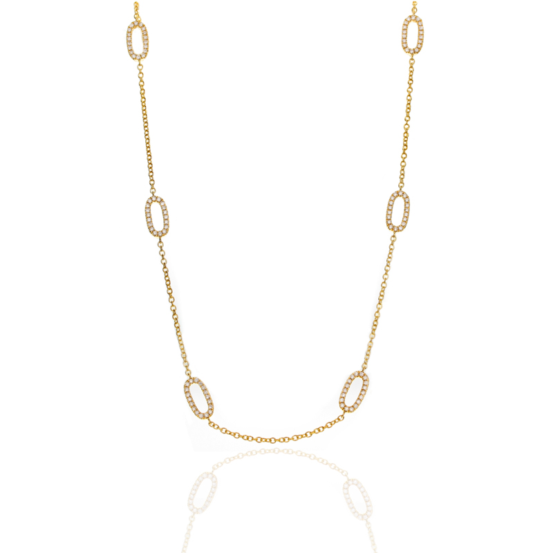 Bachendorf's 18K Yellow Gold Oval Diamond Station Necklace