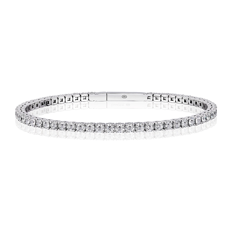 Christopher Designs 18K White Gold Crisscut Diamond Memory Cuff Bracelet