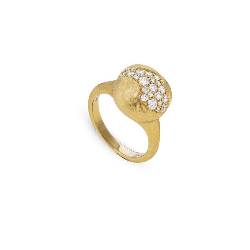 Marco Bicego 18K yellow gold Africa Collection medium diamond ring with round diamonds weighing 0.58 carat total weight, SZ 7