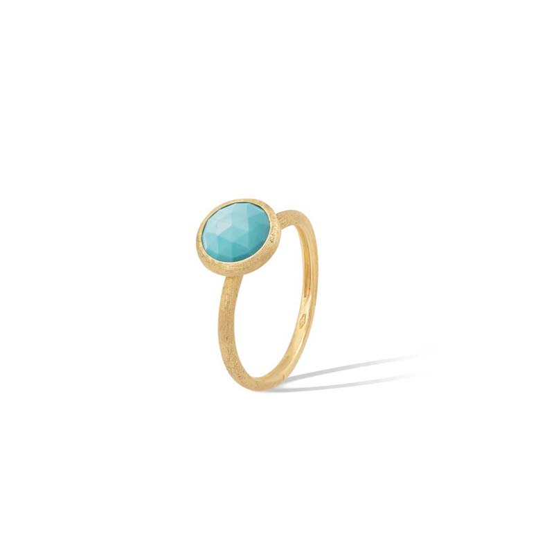Marco Bicego 18K Yellow Gold Jaipur Color Round Turquoise Stackable Ring