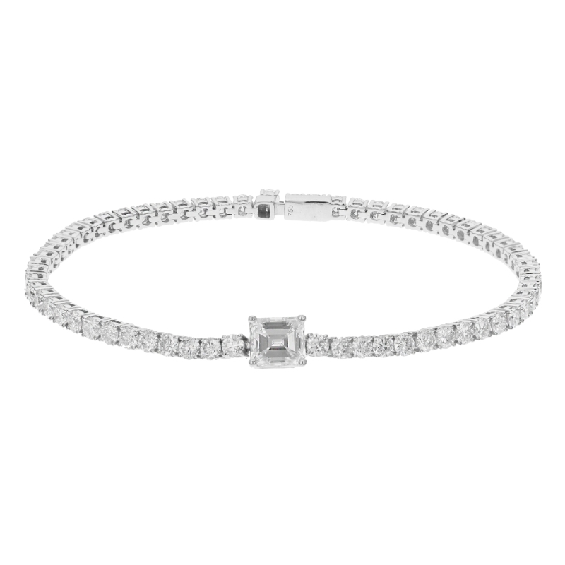 18K White Gold Diamond Straight Line Bracelet