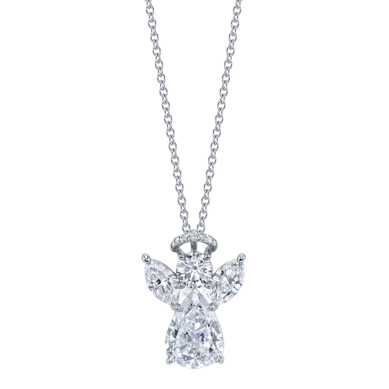 Bachendorf's Platinum and 18K white gold diamond angel pendant