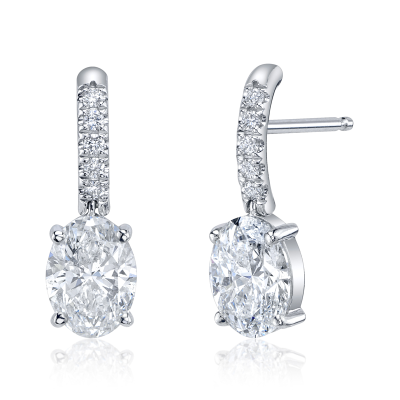 Bachendorf's 18K White Gold Oval Cut Drop Earrings
