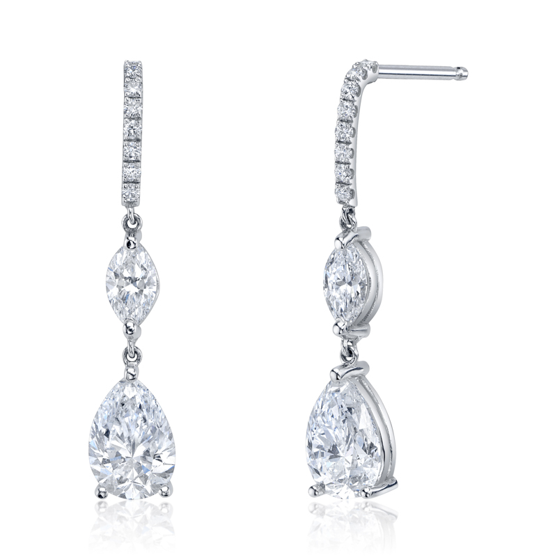 Bachendorf's Platinum Multi-Shape Diamond Double Drop Earrings